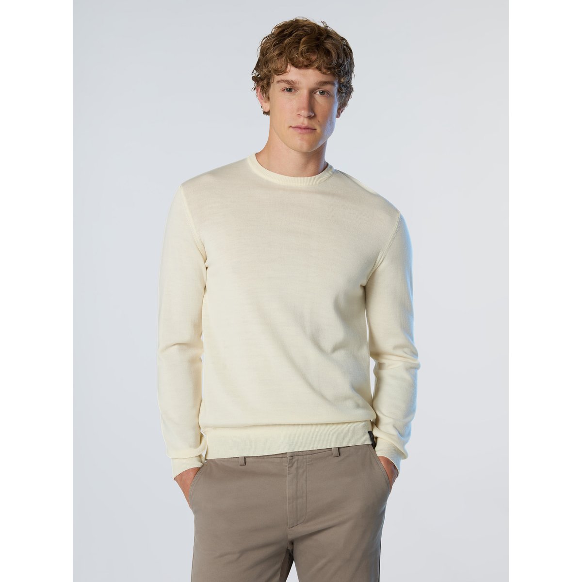 Pull à col rond en laine mérinos crème, NORTH SAILS