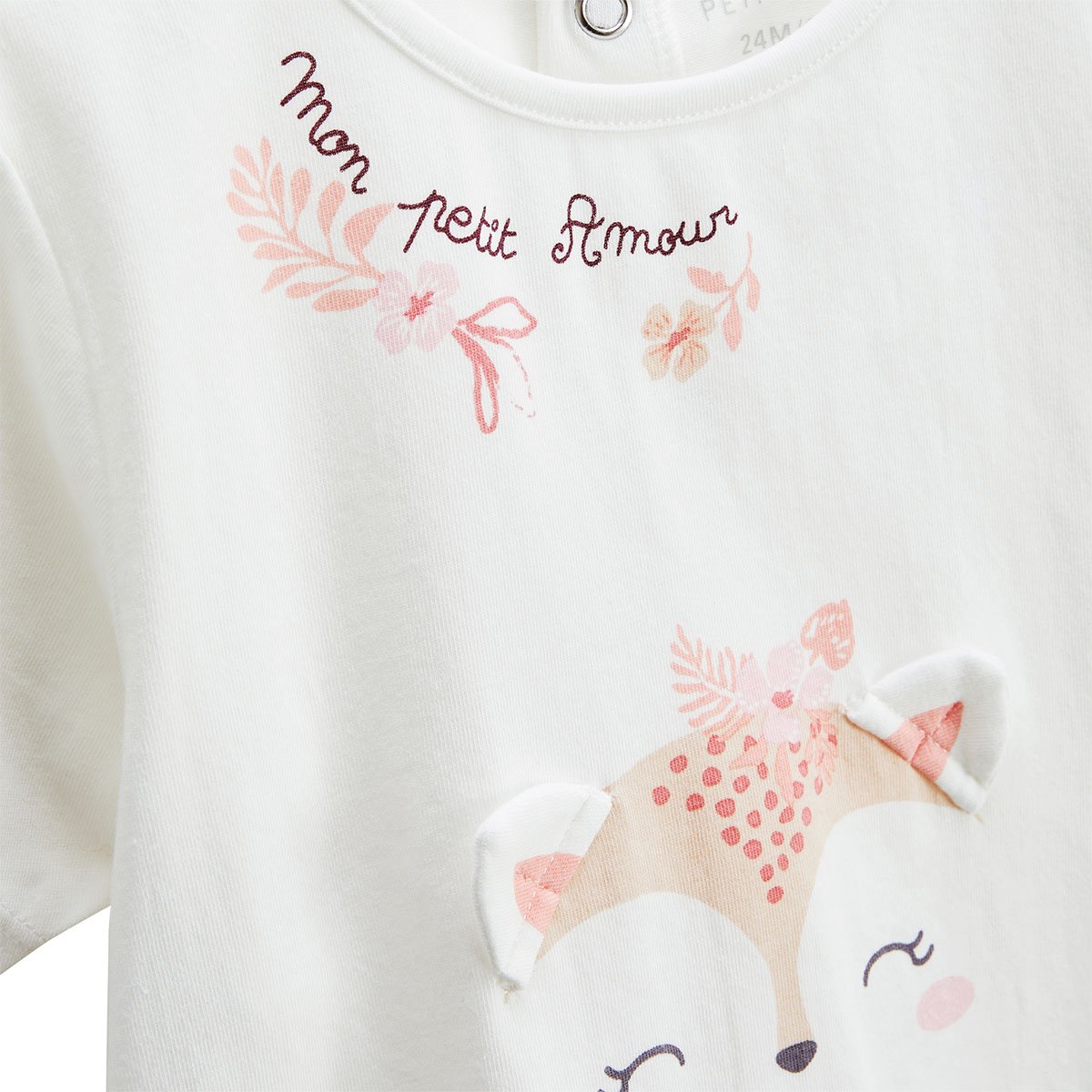 Ensemble bébé t-shirt et short en gaze de coton Louison rose, PETIT BEGUIN
