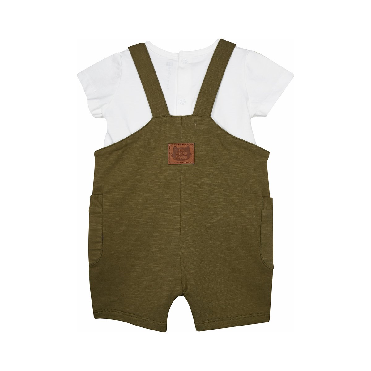 Ensemble tshirt salopette courte rosin vert, SUCRE D'ORGE