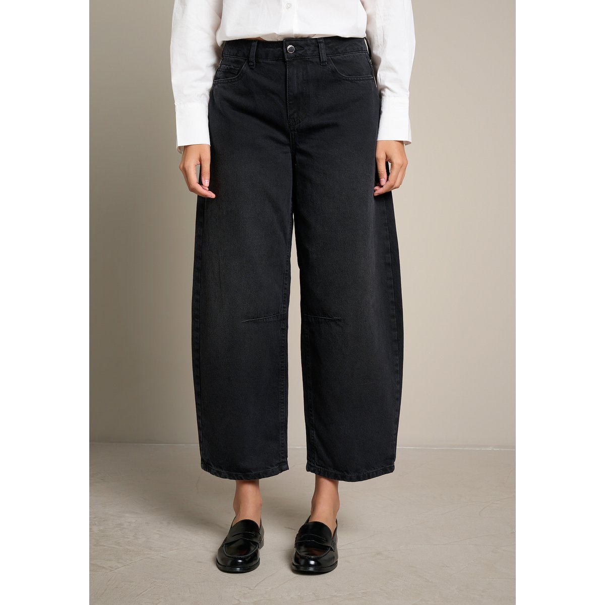 Jean barrel taille classique black, LOLALIZA