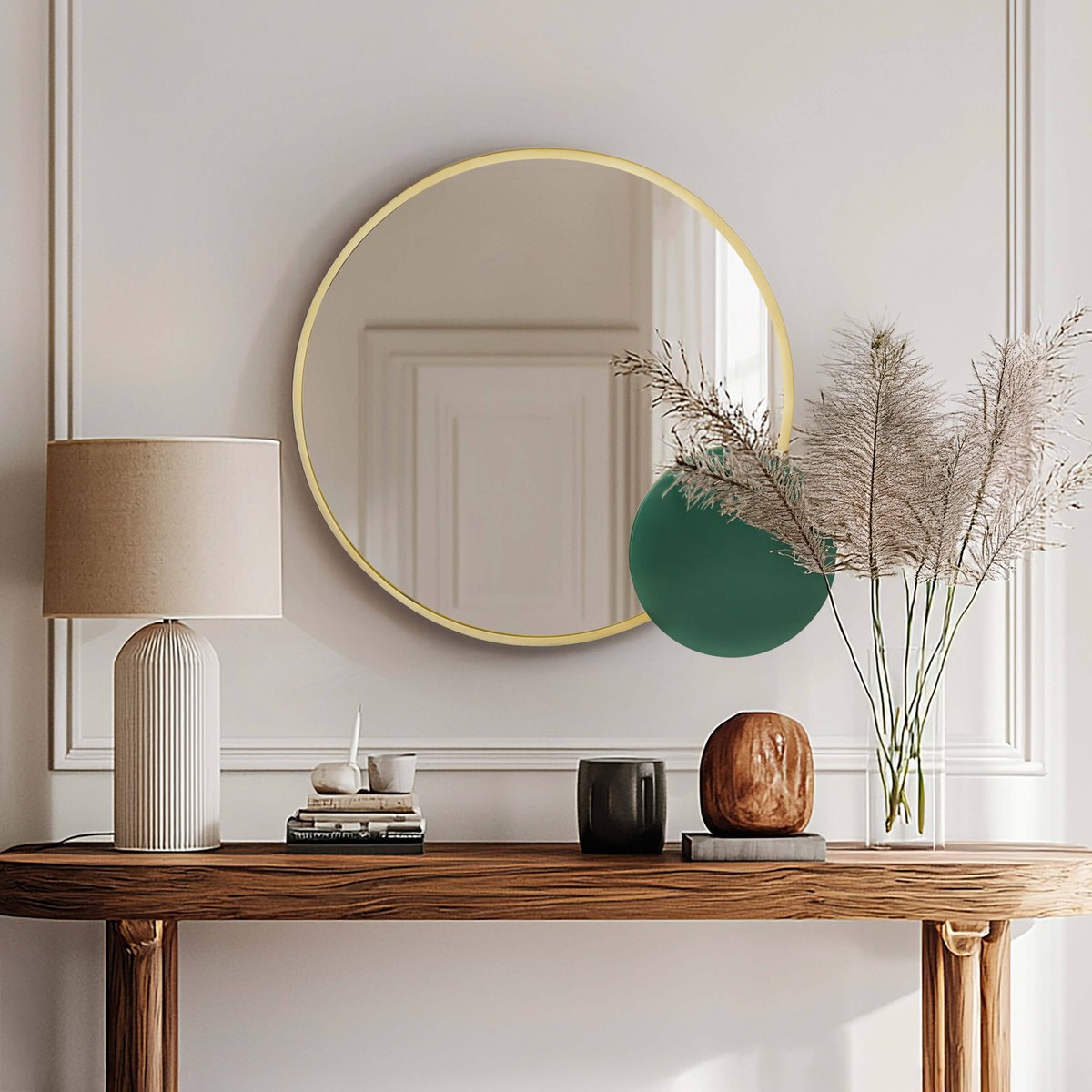 Miroir avec rond en céramique, EKLYPS jaune, OVIALA