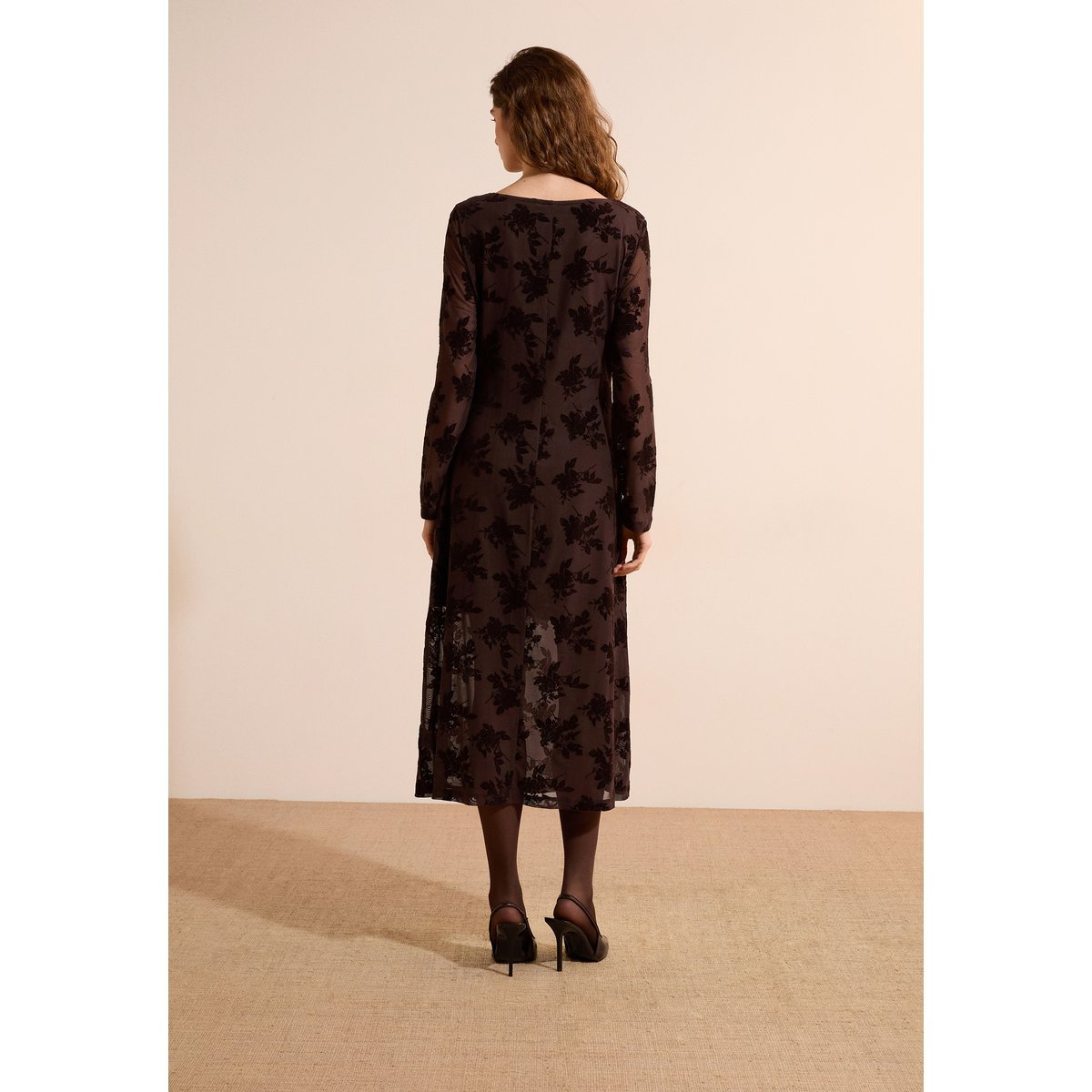 Robe longue à motifs AKELA chocolat, ETAM