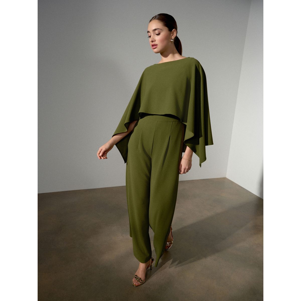 Combi-pantalon en jersey effet cape vert, NEXT