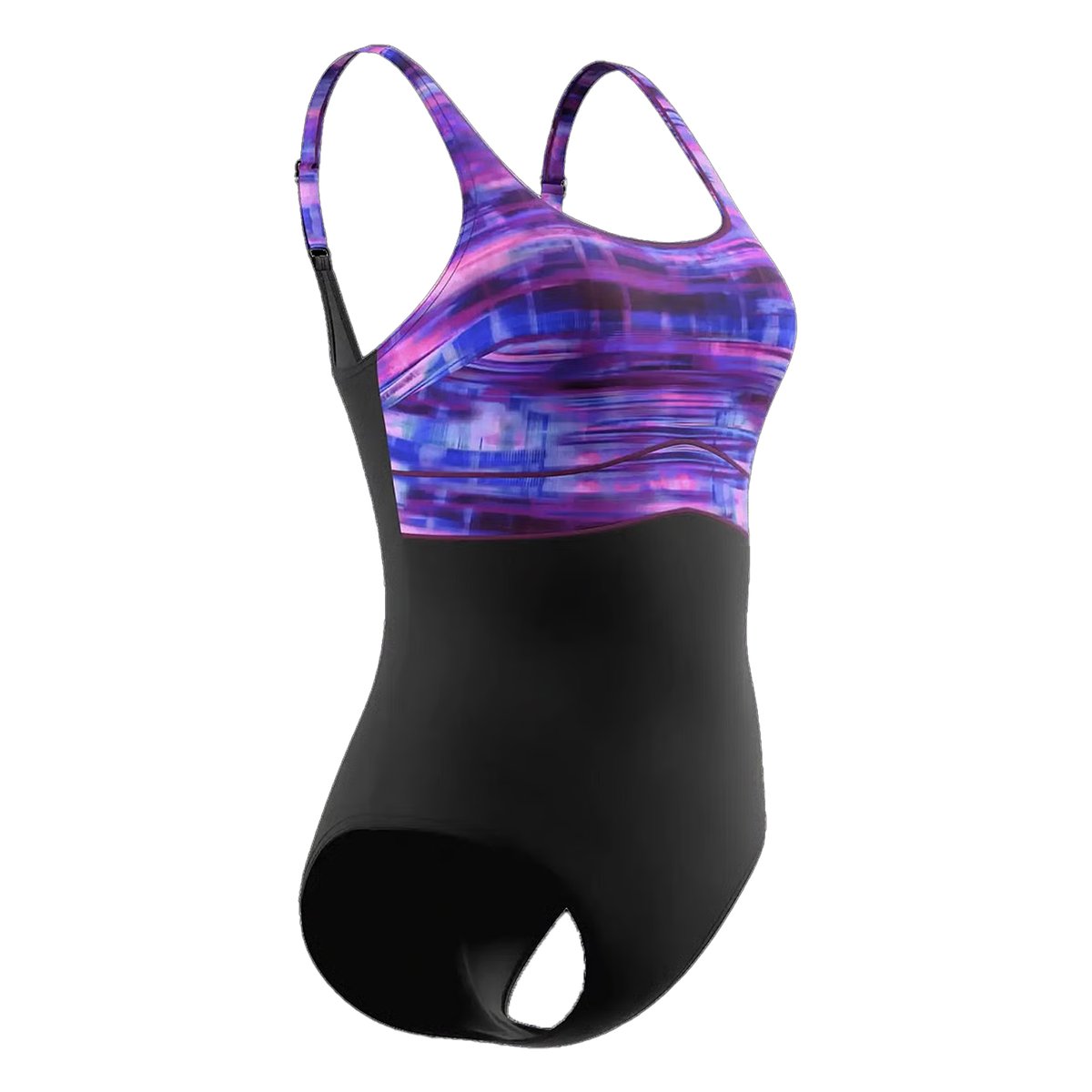 Maillot de bain 1 pièce à bretelles ajustables motif/style imprimé CONTOUR ECLIPSE noir, SPEEDO