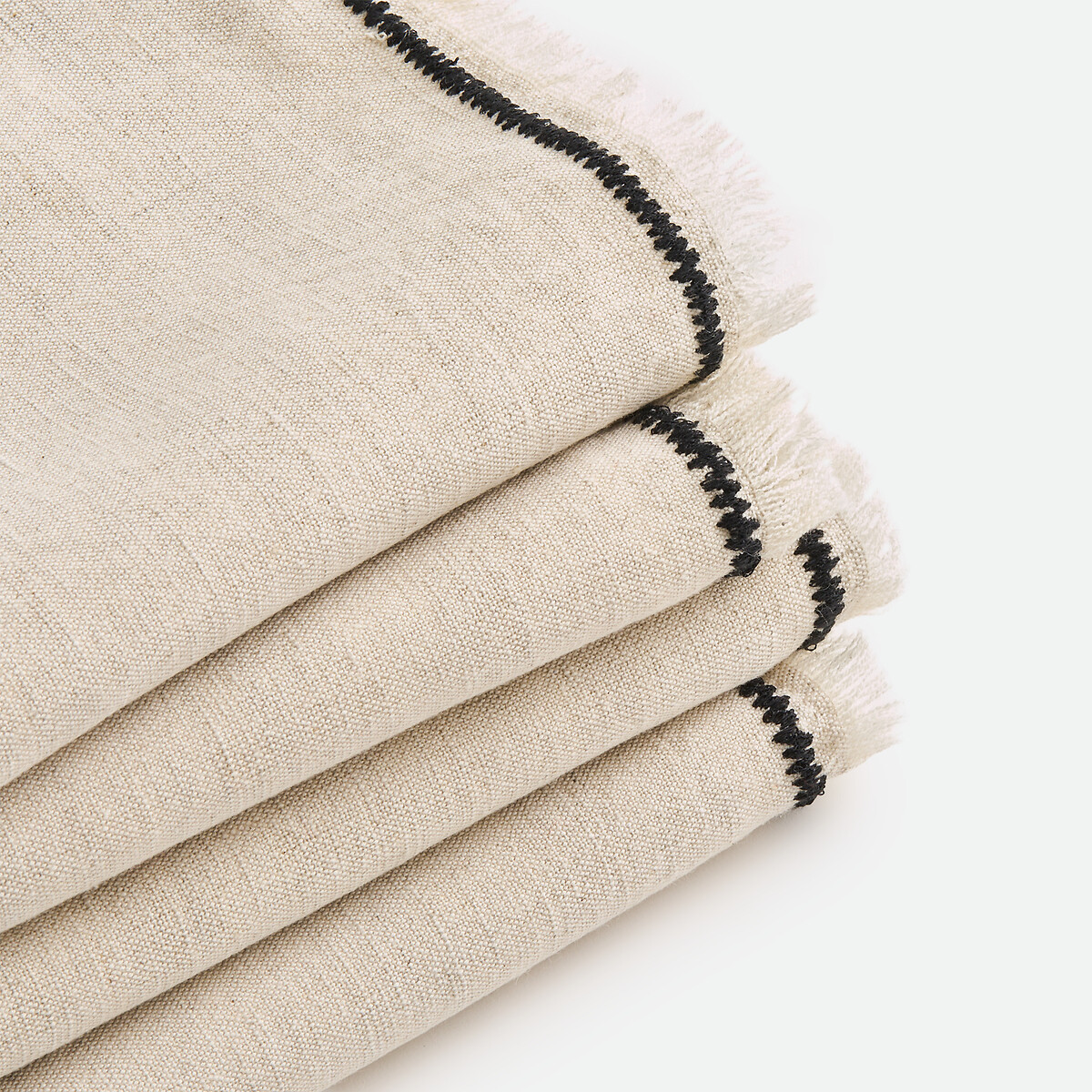 Lot de 4 serviettes de table lin/coton, Menorca naturel, LA REDOUTE INTERIEURS