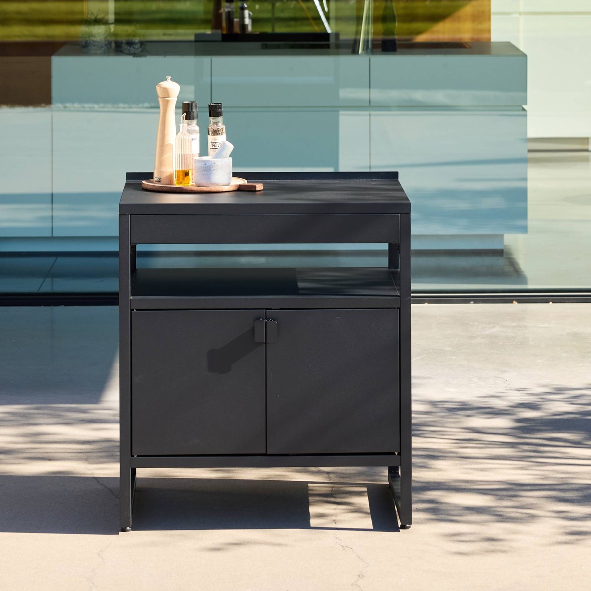 Module de cuisine extérieure acier 2 portes L80cm KEA noir, SWEEEK