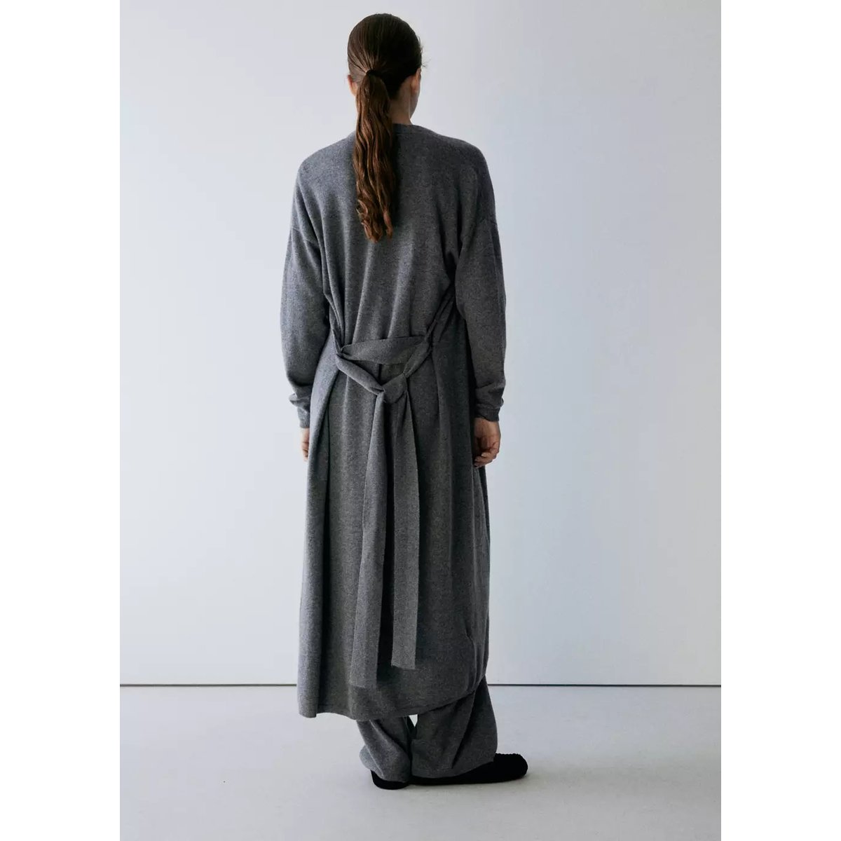Cardigan 100 % cachemire coupe longue gris, MANGO