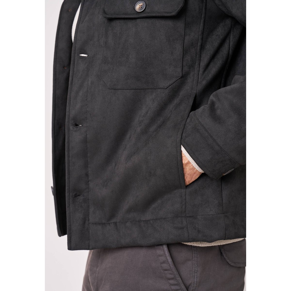 Veste regular homme en suèdine CRYSTIAN black, DEELUXE