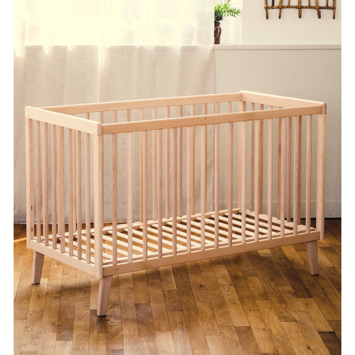 Lit bébé Turia à barreaux réglable 60x120 cm TURIA hêtre, KADOLIS