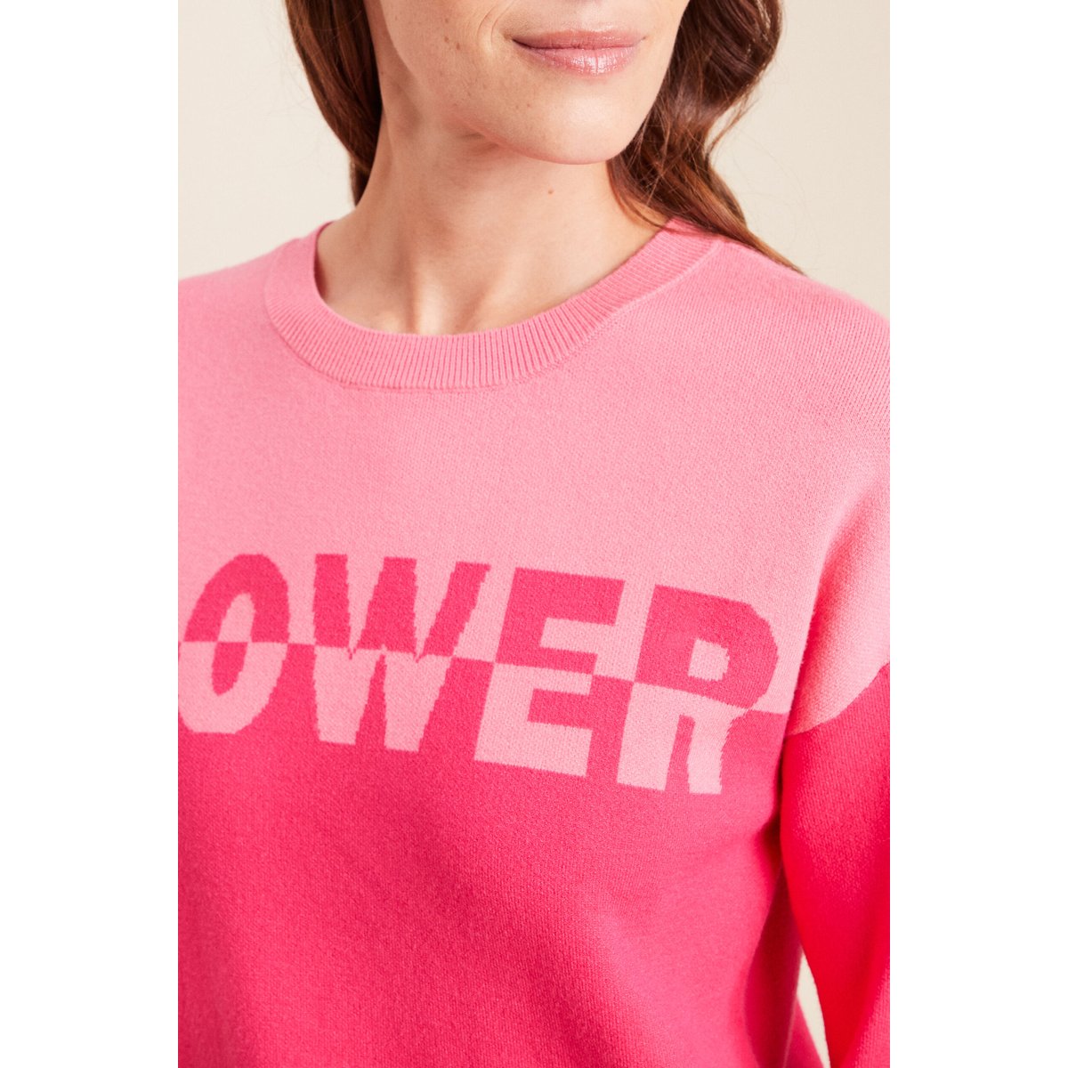 Pull col rond manches longues rose fushia, BREAL