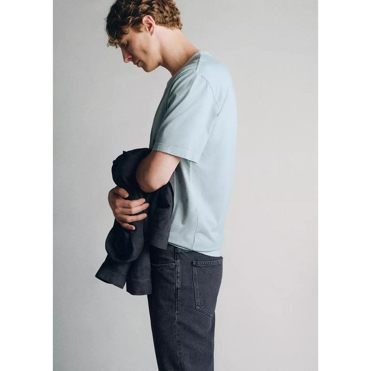 T-shirt 100 % coton regular-fit bleu ciel, MANGO MAN