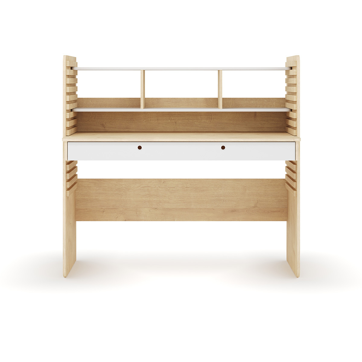 Bureau évolutif avec rangement LEWIS bois et blanc, AKITEN RETAIL