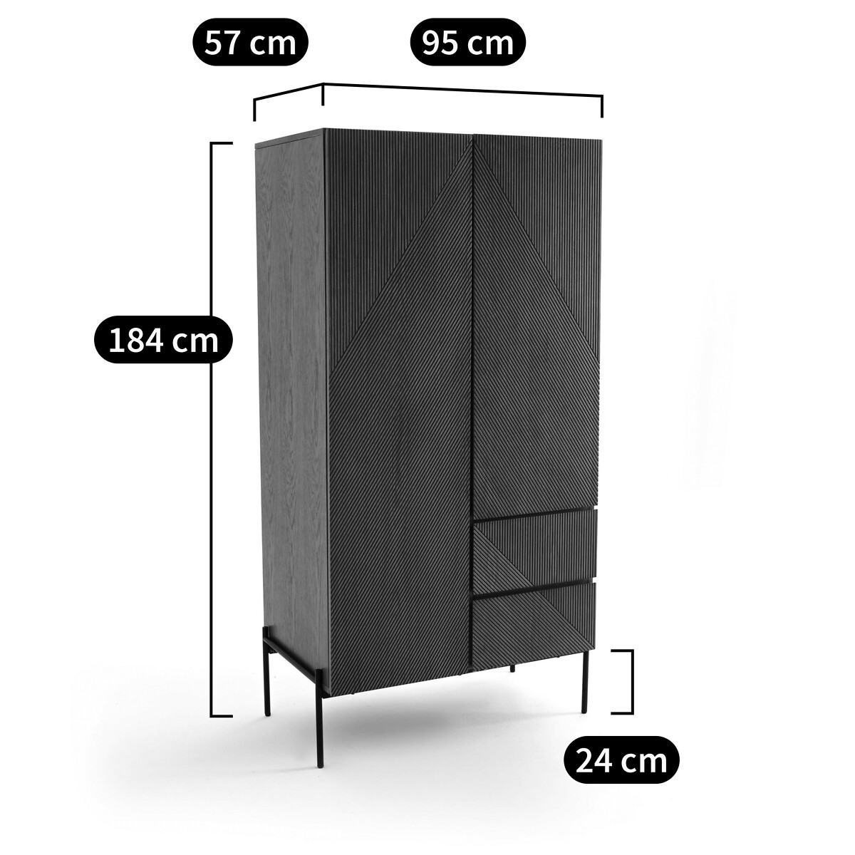 Armoire 2 portes Lodge naturel/noir, LA REDOUTE INTERIEURS
