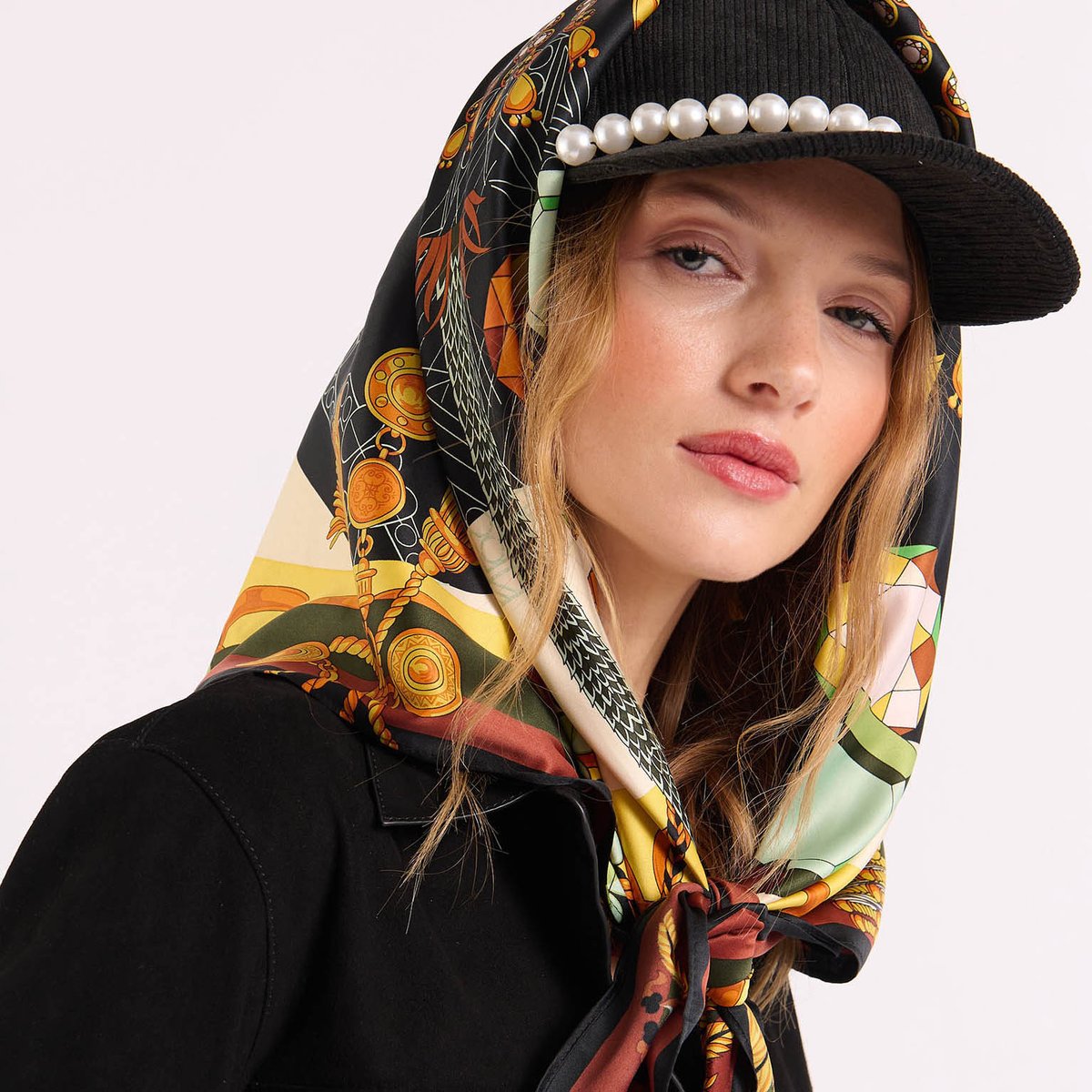 Foulard Medium à motifs DIAMONDS noir, WILD