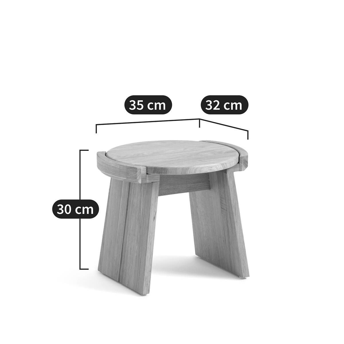Mini tabouret, en chêne massif, hauteur 30 cm, TIBET chêne, LA REDOUTE INTERIEURS