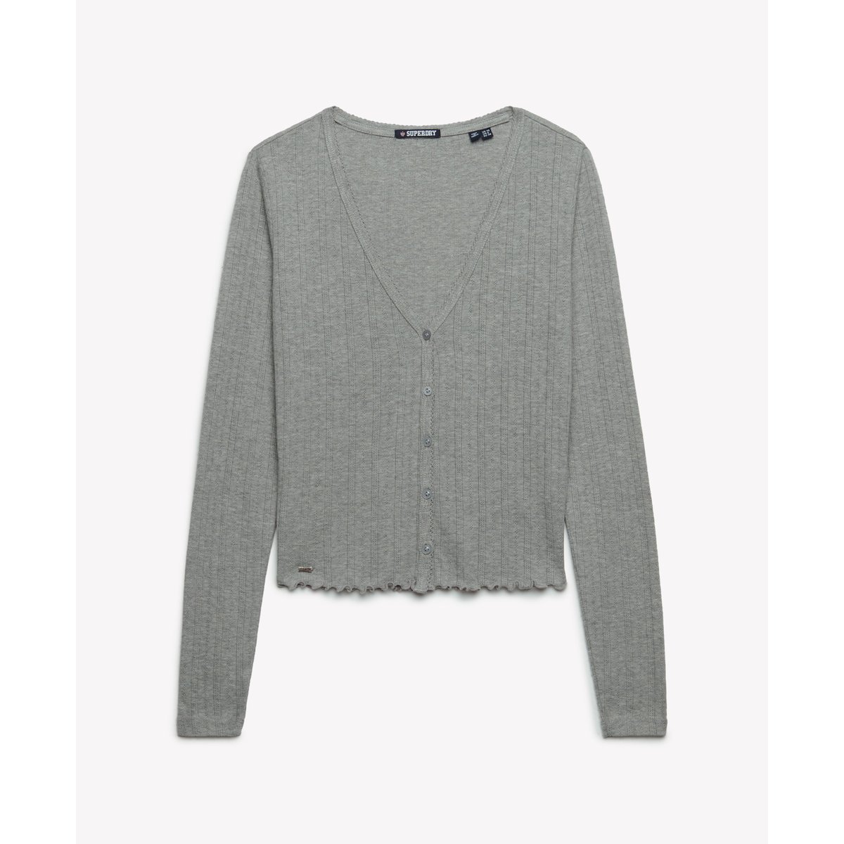 Cardigan Pointelle Athletic Essential gris chiné, SUPERDRY