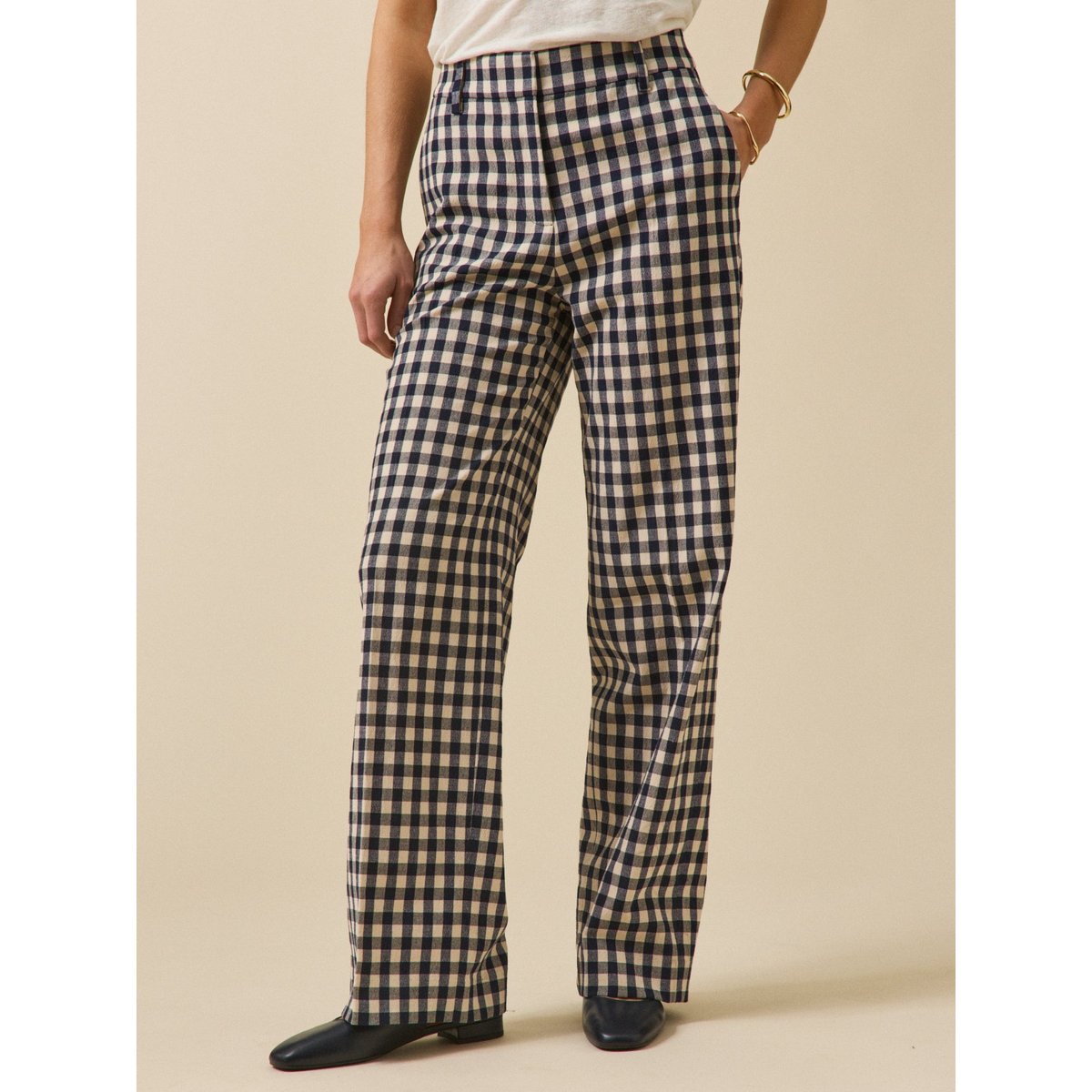 Pantalon tailleur vichy Juliette vichy encre/creme, CYRILLUS