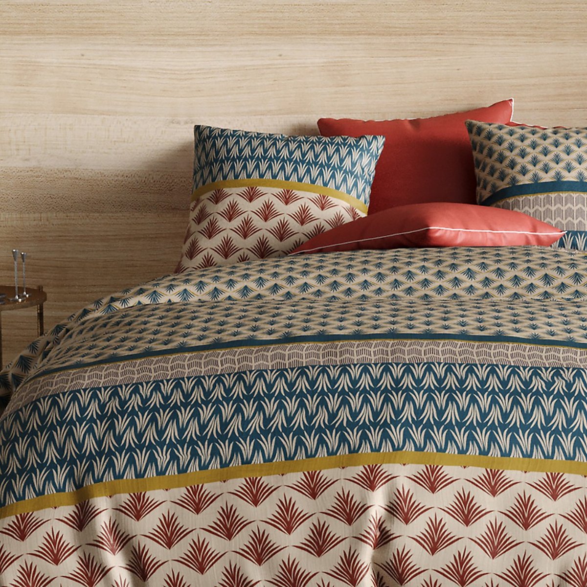 Parure housse de couette 100% coton 71fils manille bleu, ATELIER DU COTON