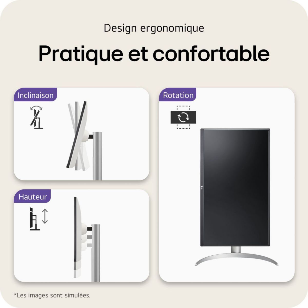 Ecran PC 4K 27UP850K-W UltraFine UHD 4K 27'' IPS HDR 400 USB-C 96W couleur unique, LG