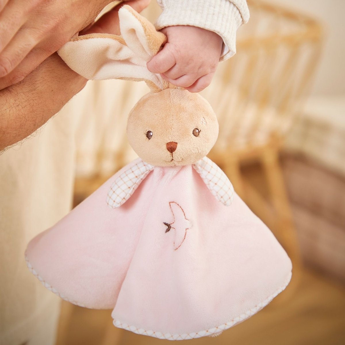 Doudou plat rose, beige, blanc, KALOO
