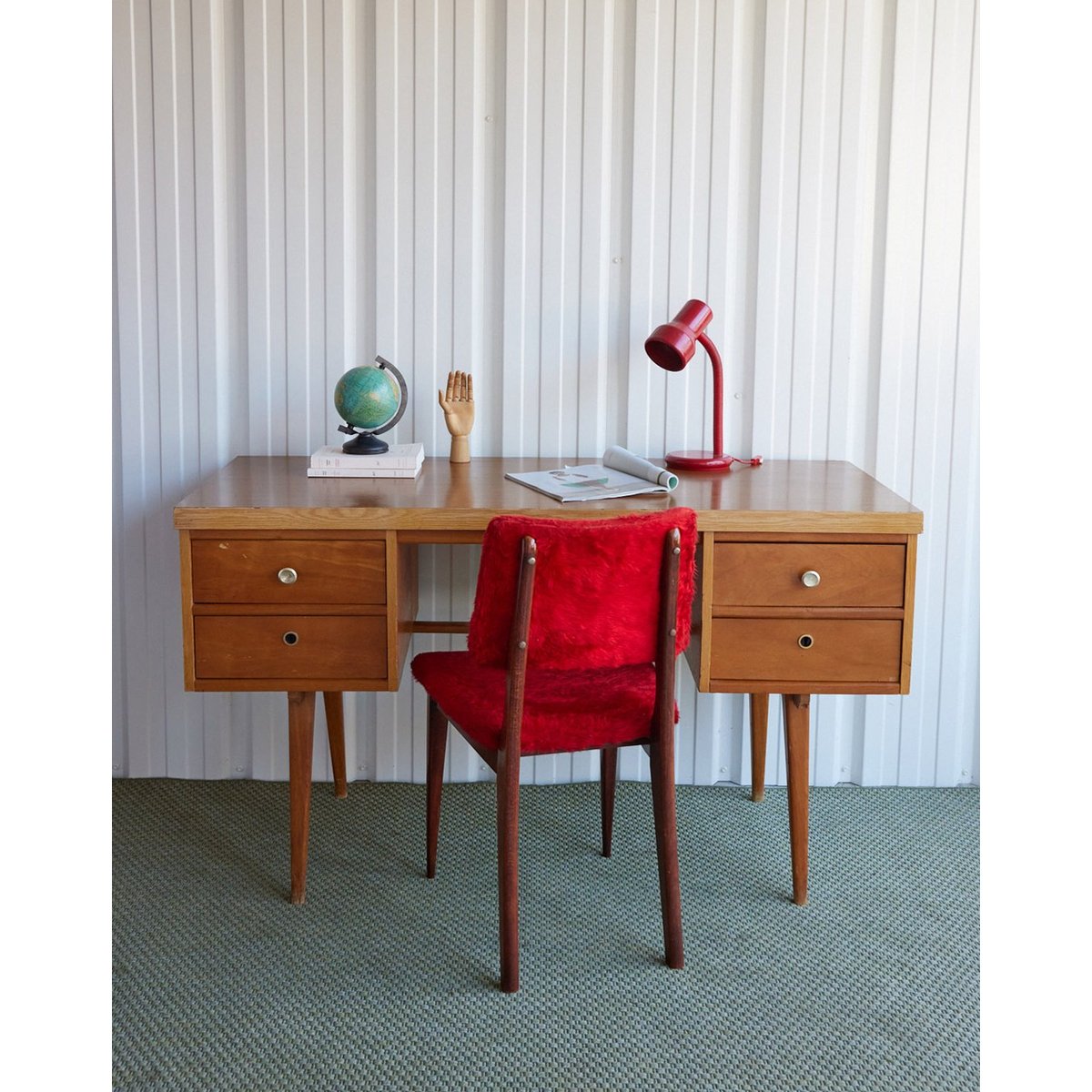 Bureau style scandinave en bois Yvan N°572 - Bon état bois clair, DEBONGOUT