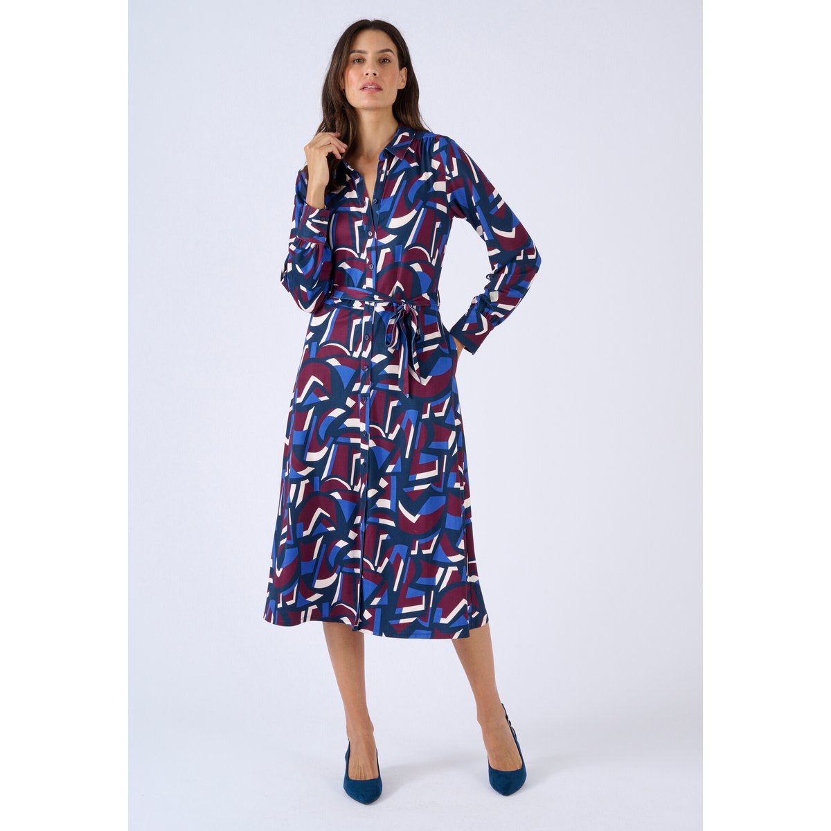 Robe en maille chaude rouge bordeaux graphique, DAMART