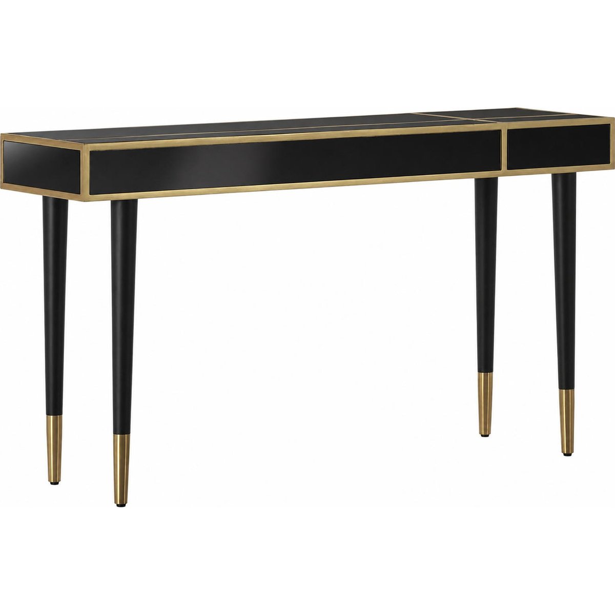 Console esprit glamour avec miroir noir et doré, RECOLLECTION