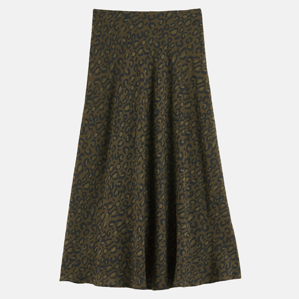Lange, uitlopende rok met luipaardprint luipaardprint/kaki, LA REDOUTE COLLECTIONS