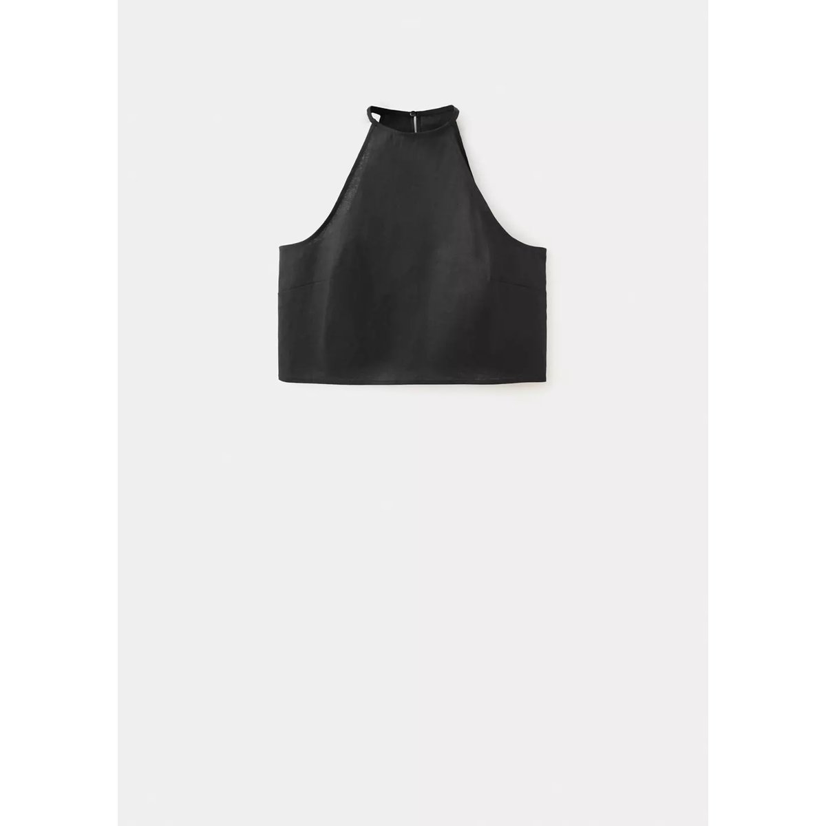 Top halter en lin et coton noir, MANGO