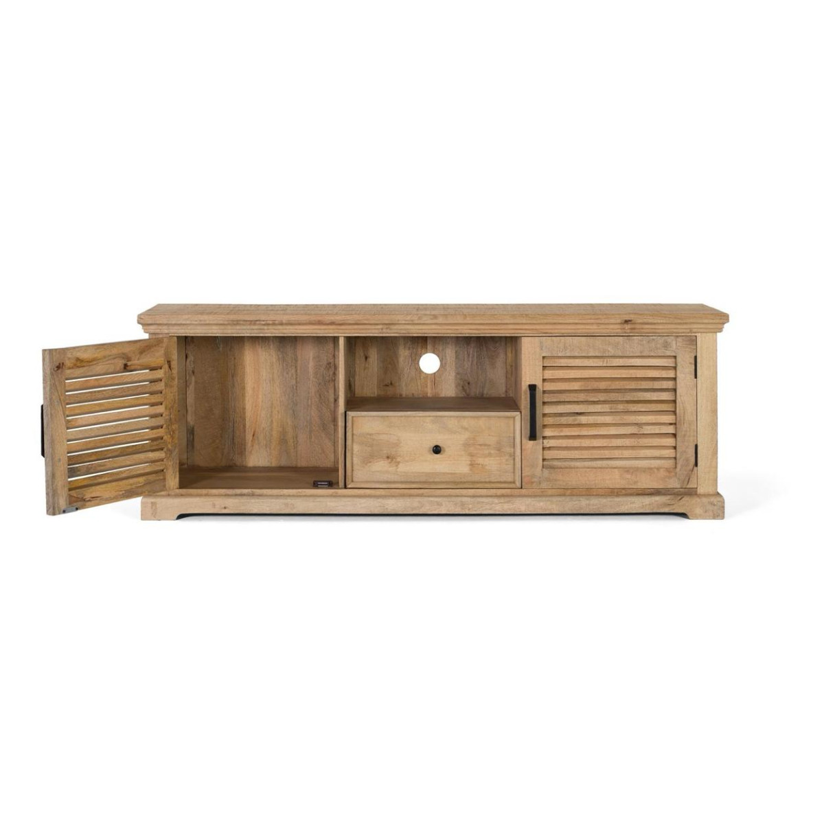 Meuble TV 1 Tiroir 2 portes Bois Marron - marron, DECORATION D’AUTREFOIS