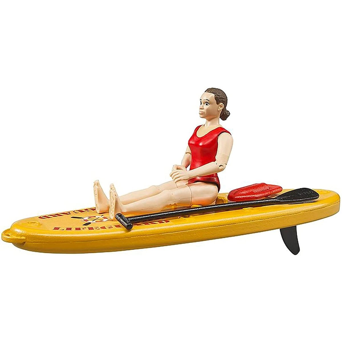 Maître-nageur bworld avec Stand up Paddle jaune et rouge, BRUDER