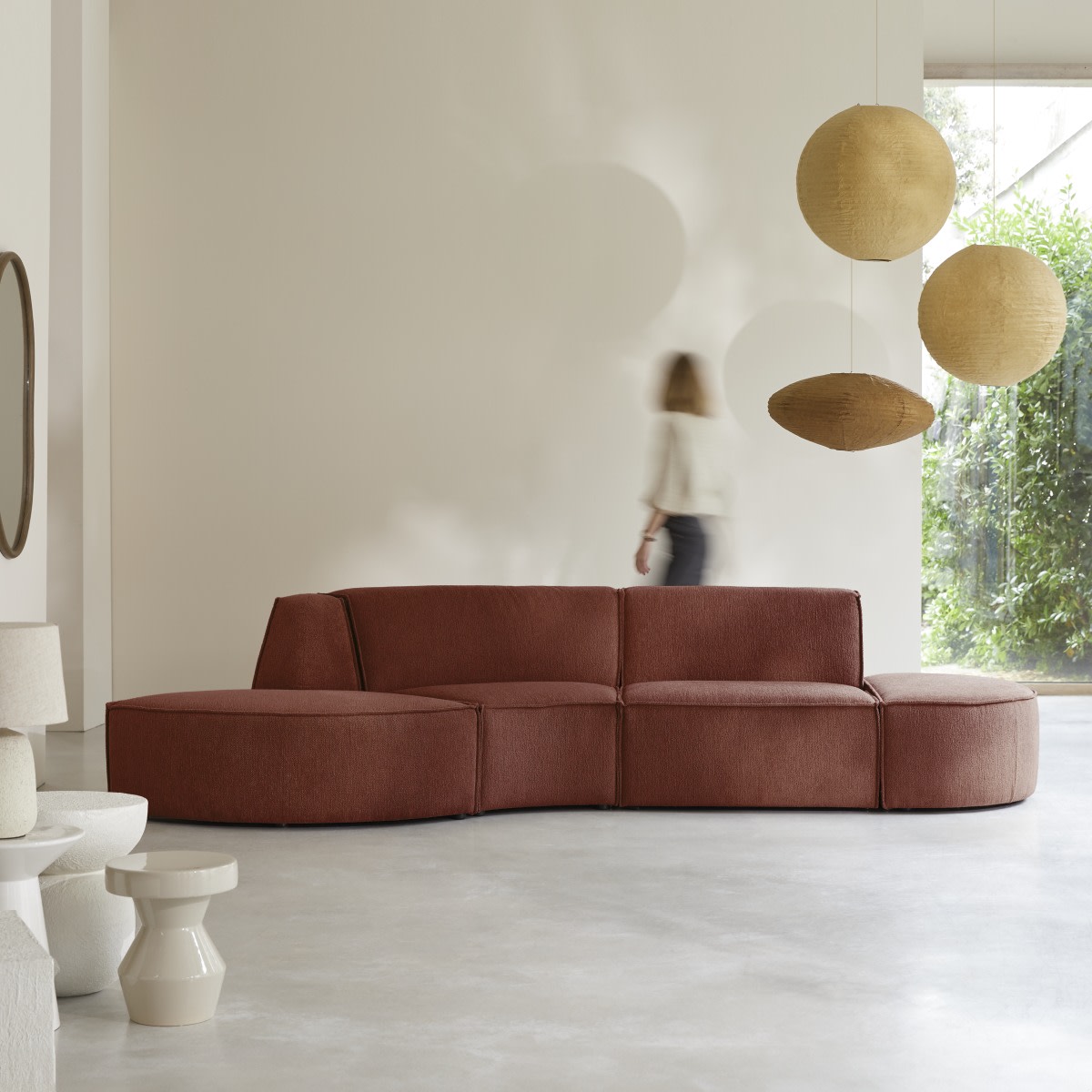 Banquette en Tissu, DARIO rouge, TIKAMOON