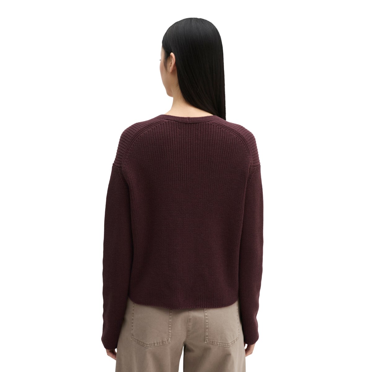 Cardigan col V relaxed en coton organique lourd rouge, MARC O'POLO
