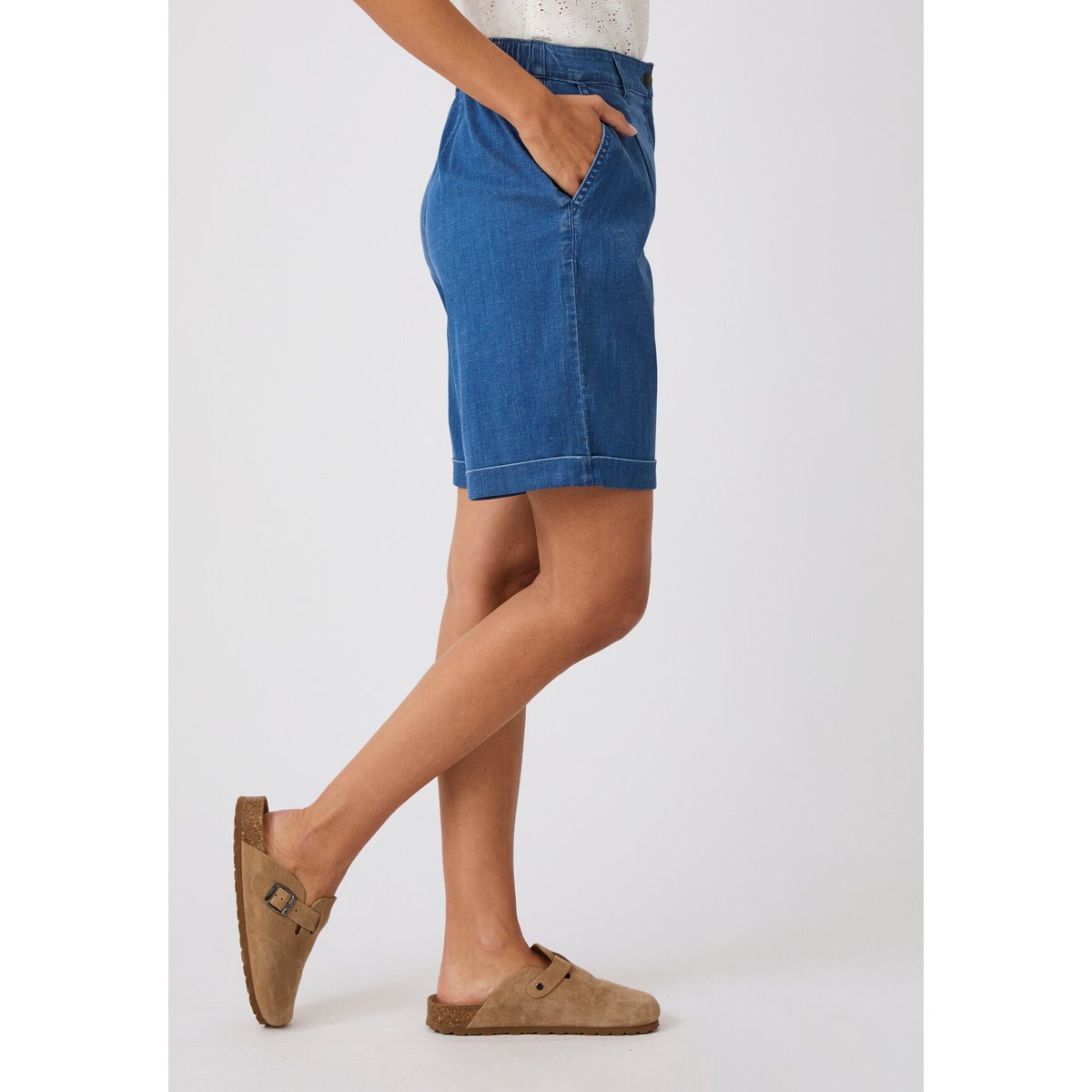 Bermuda mélange Lyocell Tencel(TM) bleu denim moyen, DAMART