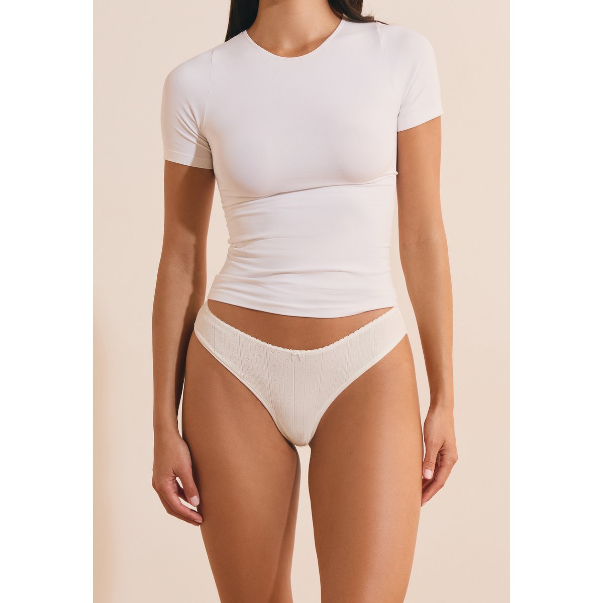 Tanga en coton COFFEE MOOD ecru, ETAM