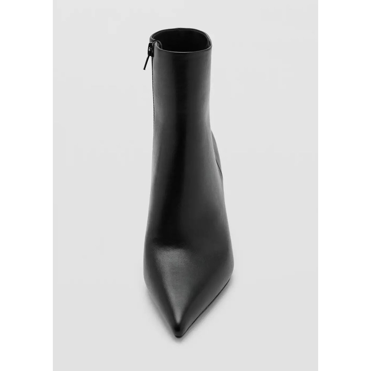 Bottines cuir synthétique à bout pointu et talon large noir, MANGO