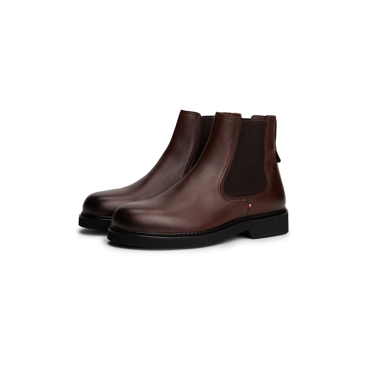 Stivali Chelsea in pelle ultraleggera marrone, TOMMY HILFIGER