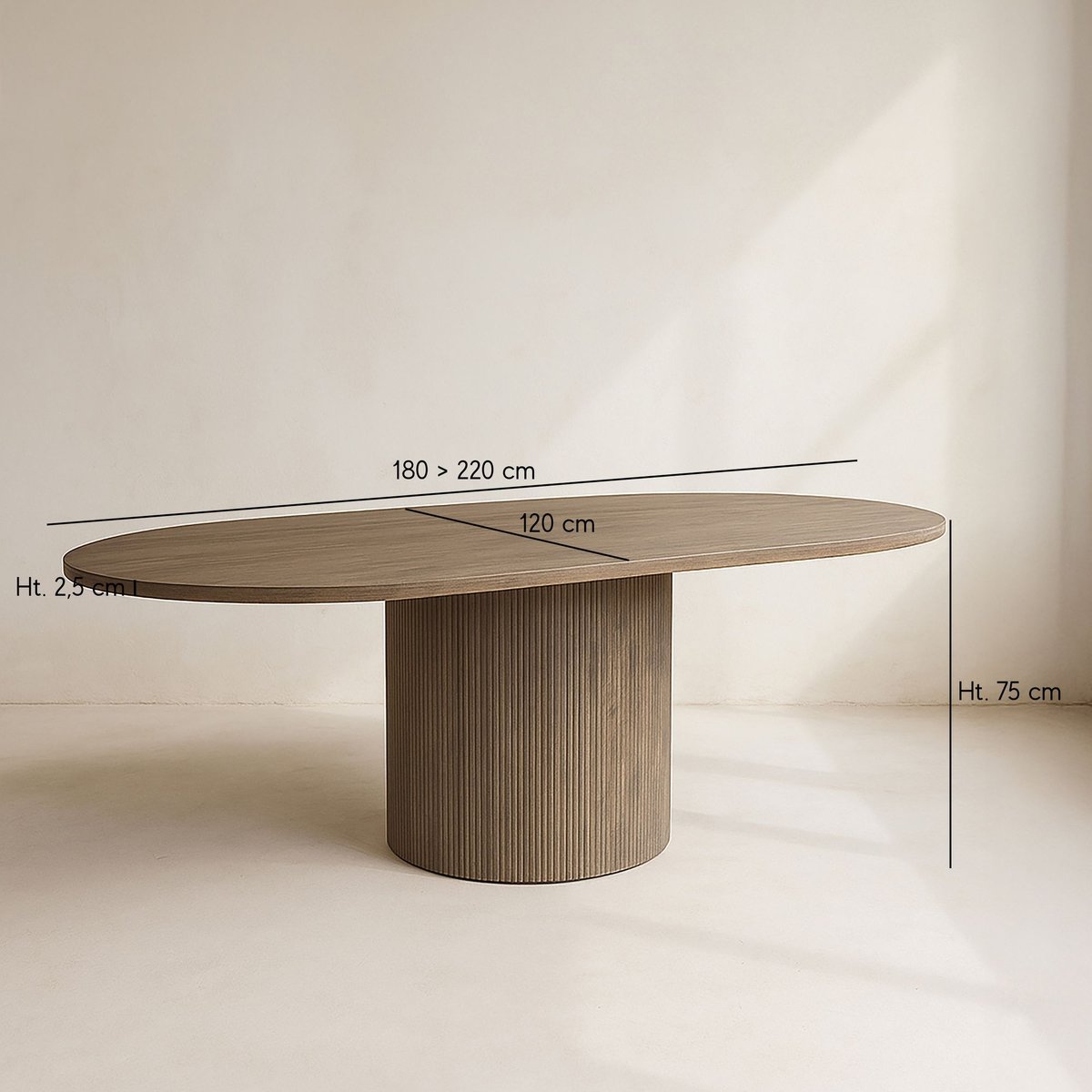 Table ovale extensible en bois, SIERRA couleur unique, NOW'S HOME