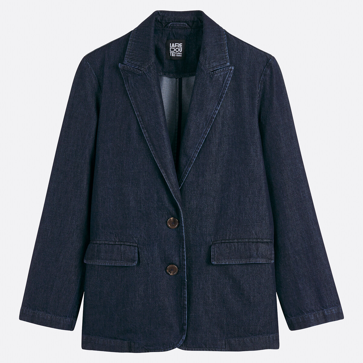 Blazer long, coupe ample bleu brut, LA REDOUTE COLLECTIONS