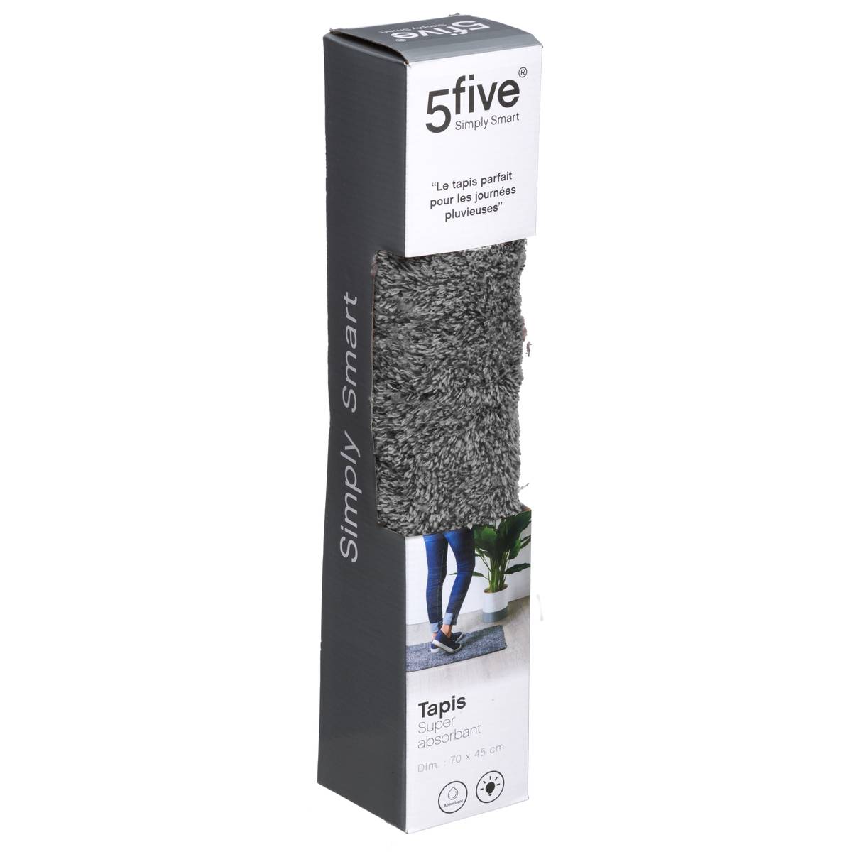 Tapis super absorbant 70x45cm pour entrée noir, 5FIVE SIMPLY SMART