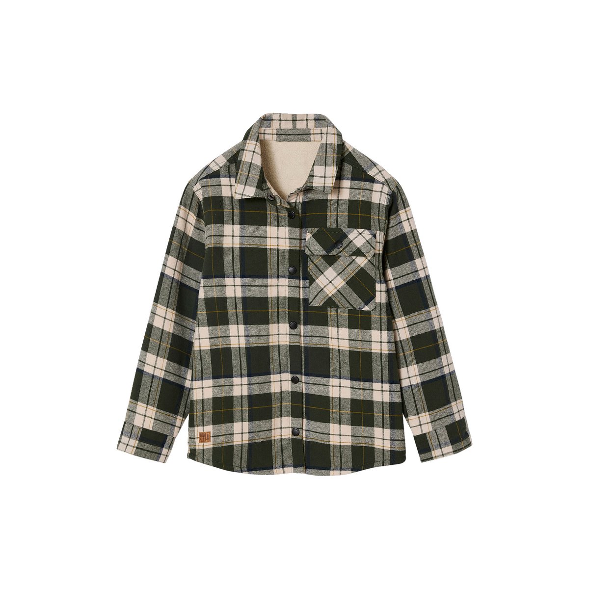 Chemise flanelle carreaux GA doublée Sherpa carreaux vert, VERTBAUDET