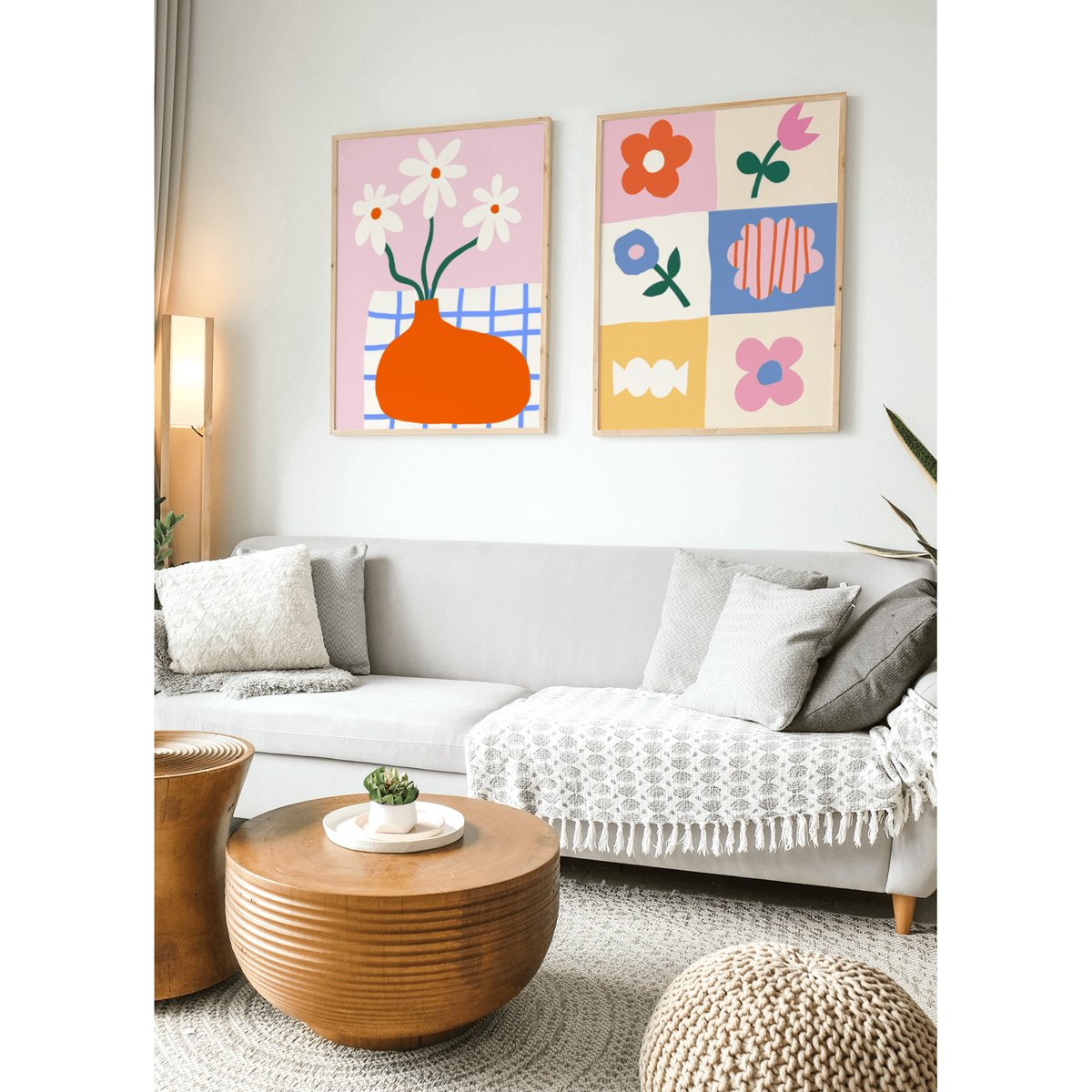 Affiche Abstract flowers blanc, L'AFFICHERIE