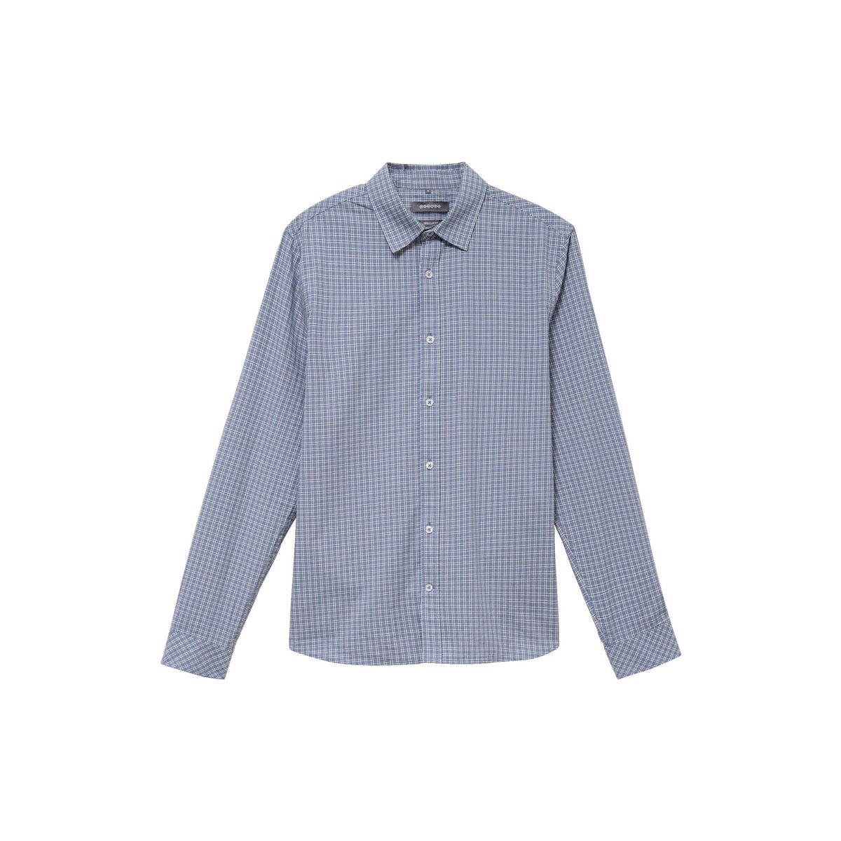 Chemise col américain manches longues bleu gris, BONOBO