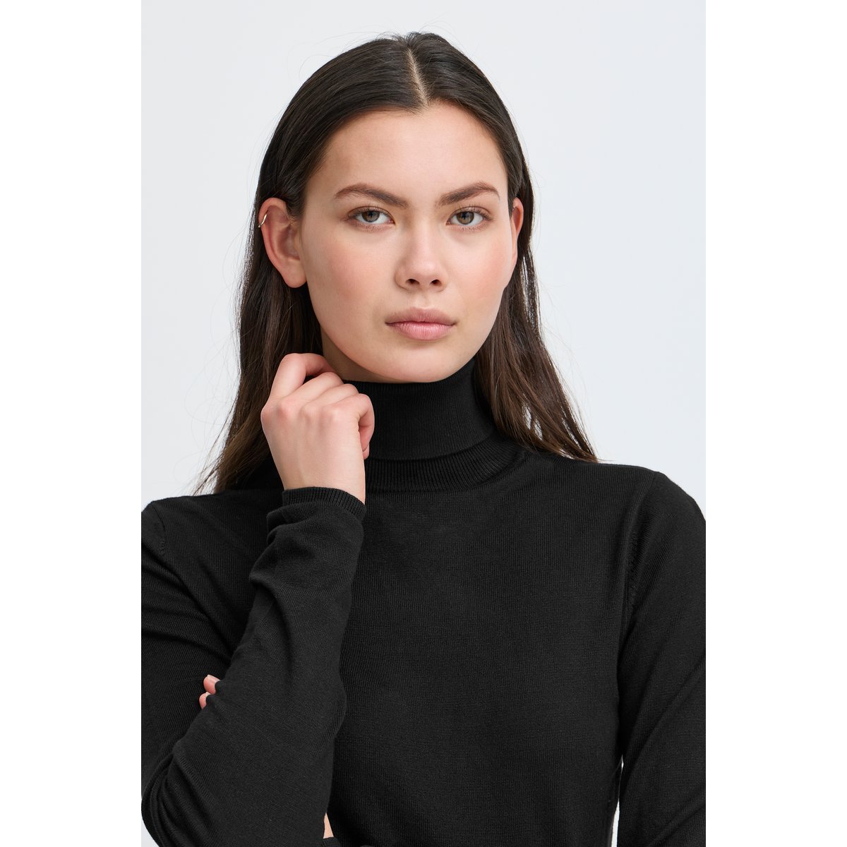 Pull en maille manches longues noir black, ICHI
