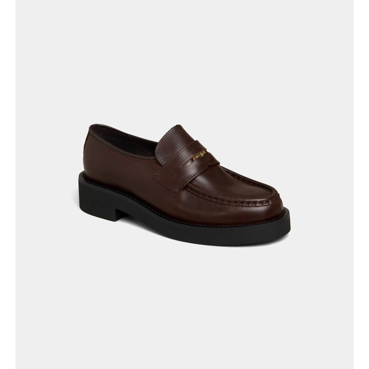Mocassins à talons penny atida cuir marron foncé, GALERIES LAFAYETTE