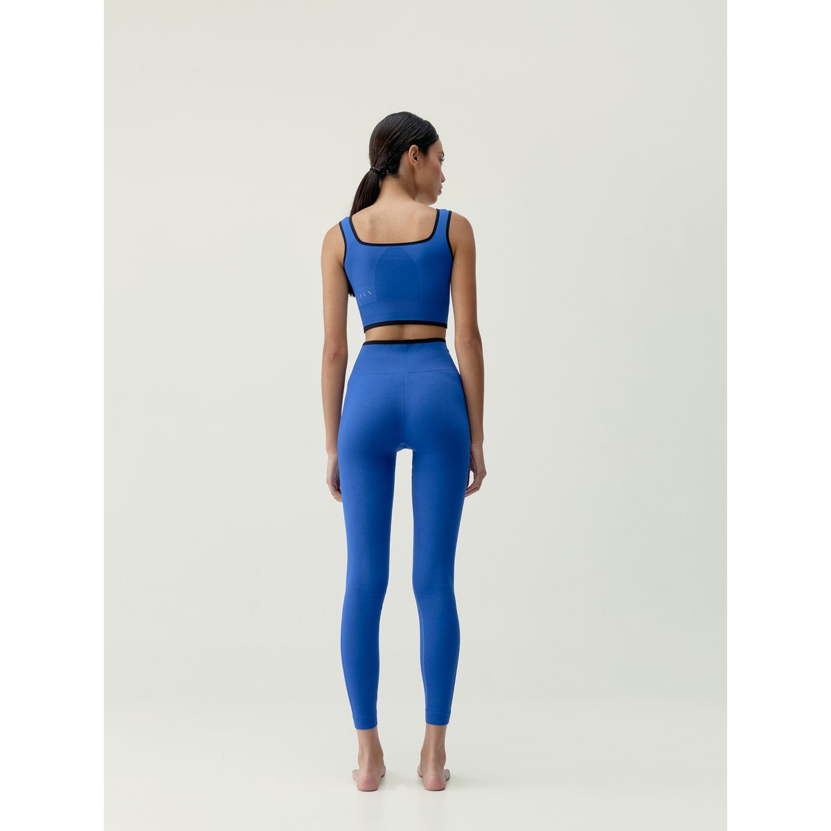 Legging de sport femme Tierra taille haute effet gainant bleu royal/noir, BORN
