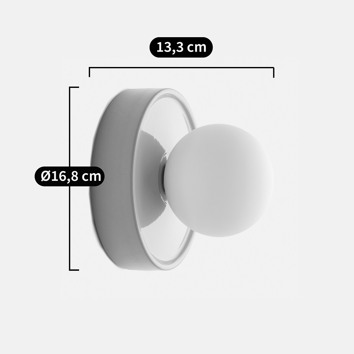 Wand- of plafondlamp, rond, keramiek en opaline glas, diameter 16,8 cm, HOLI geel , LA REDOUTE INTERIEURS