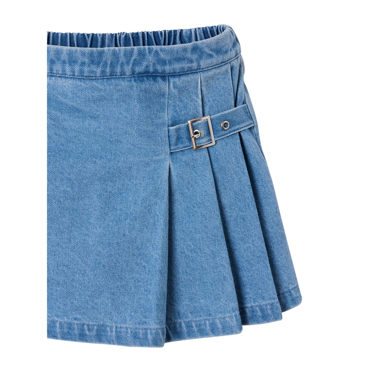 Jupe short plissée bleu moyen, JONEN