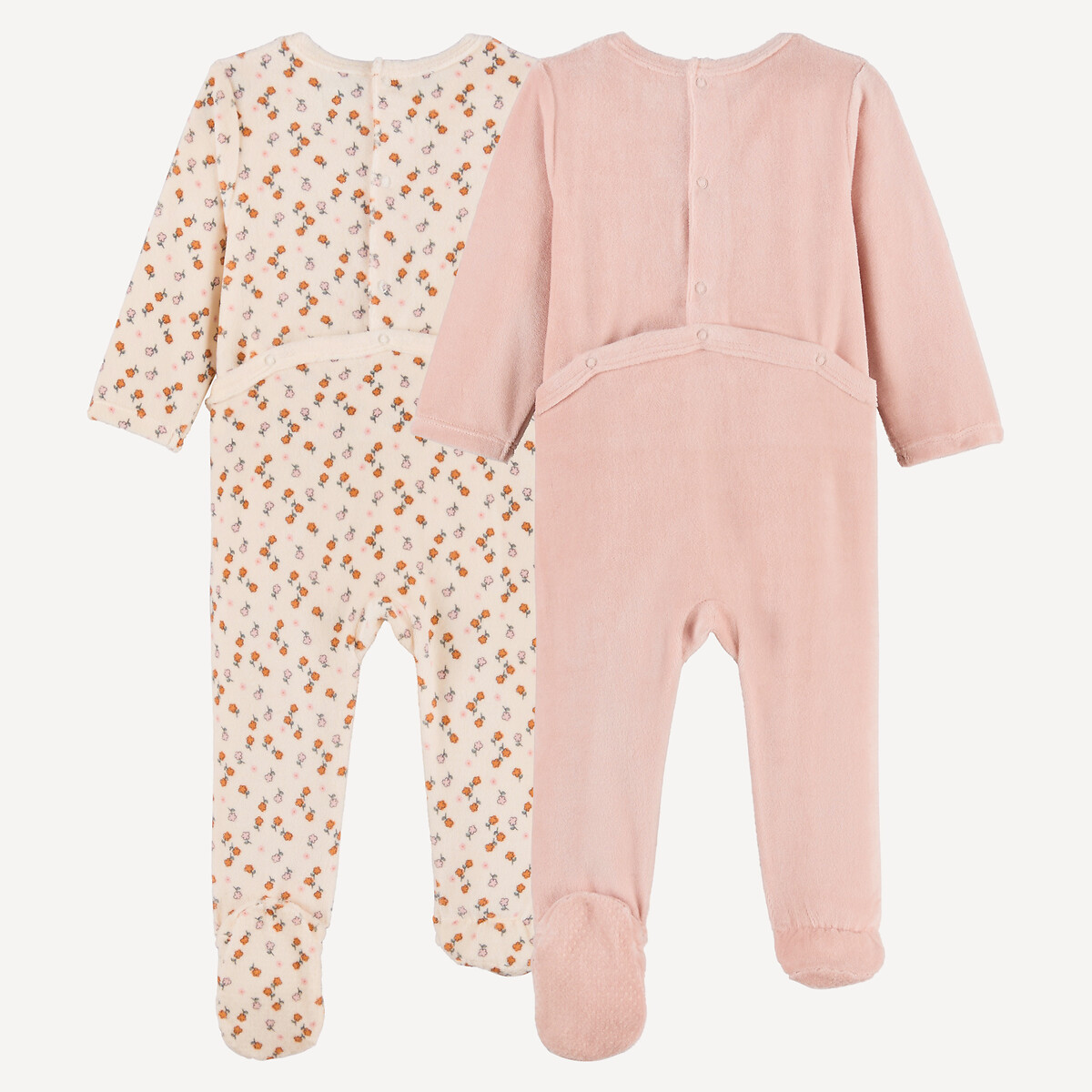 Set di 2 pigiami a un pezzo, in velluto, con motivi floreali e scoiattoli assortiti , LA REDOUTE COLLECTIONS