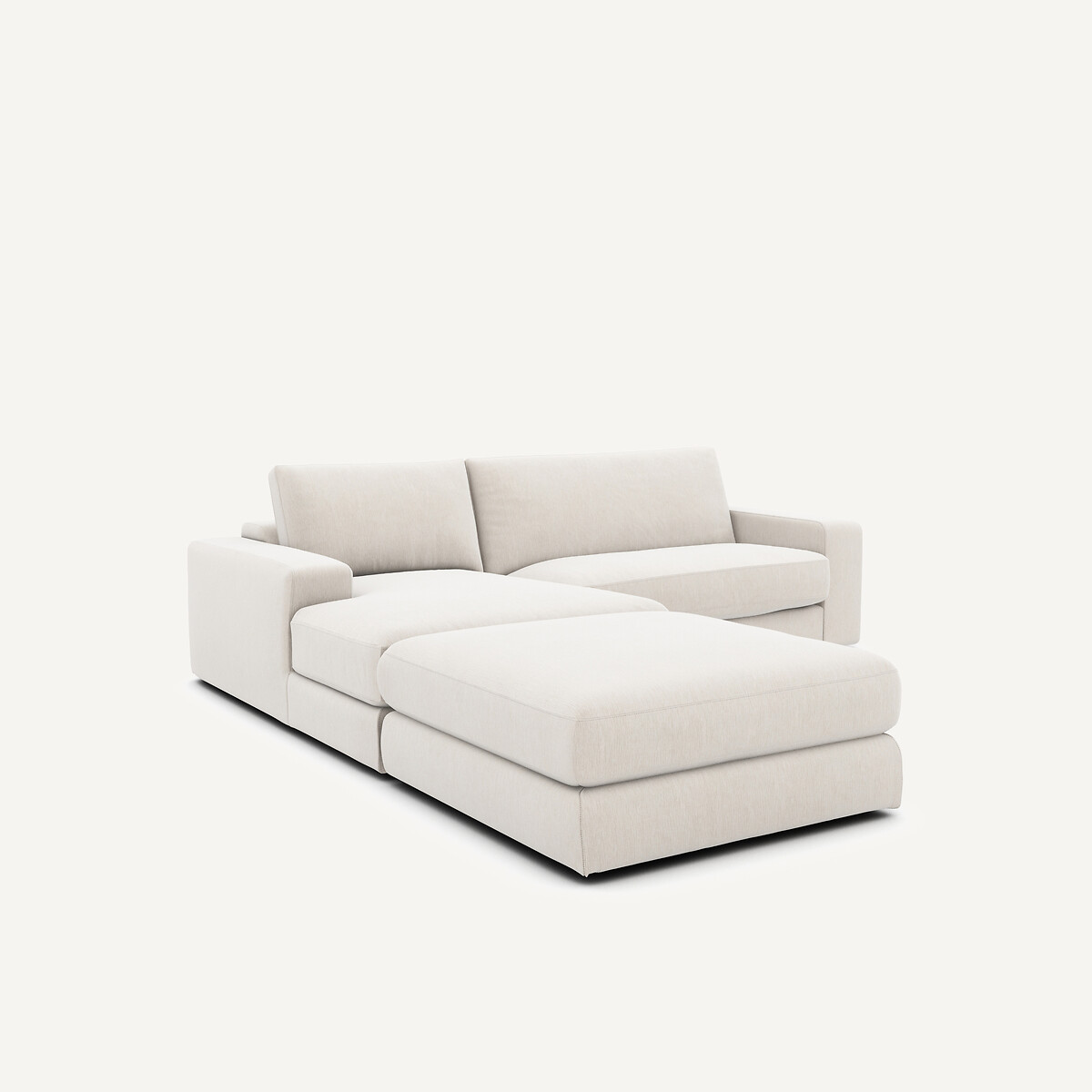 Canapé d'angle, en velours chenille, Skander blanc, AM.PM